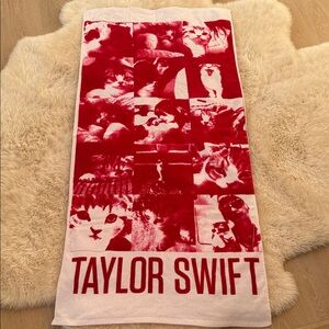 Taylor Swift Red & White Meredith Cat Photo Collage Towel - NWOT